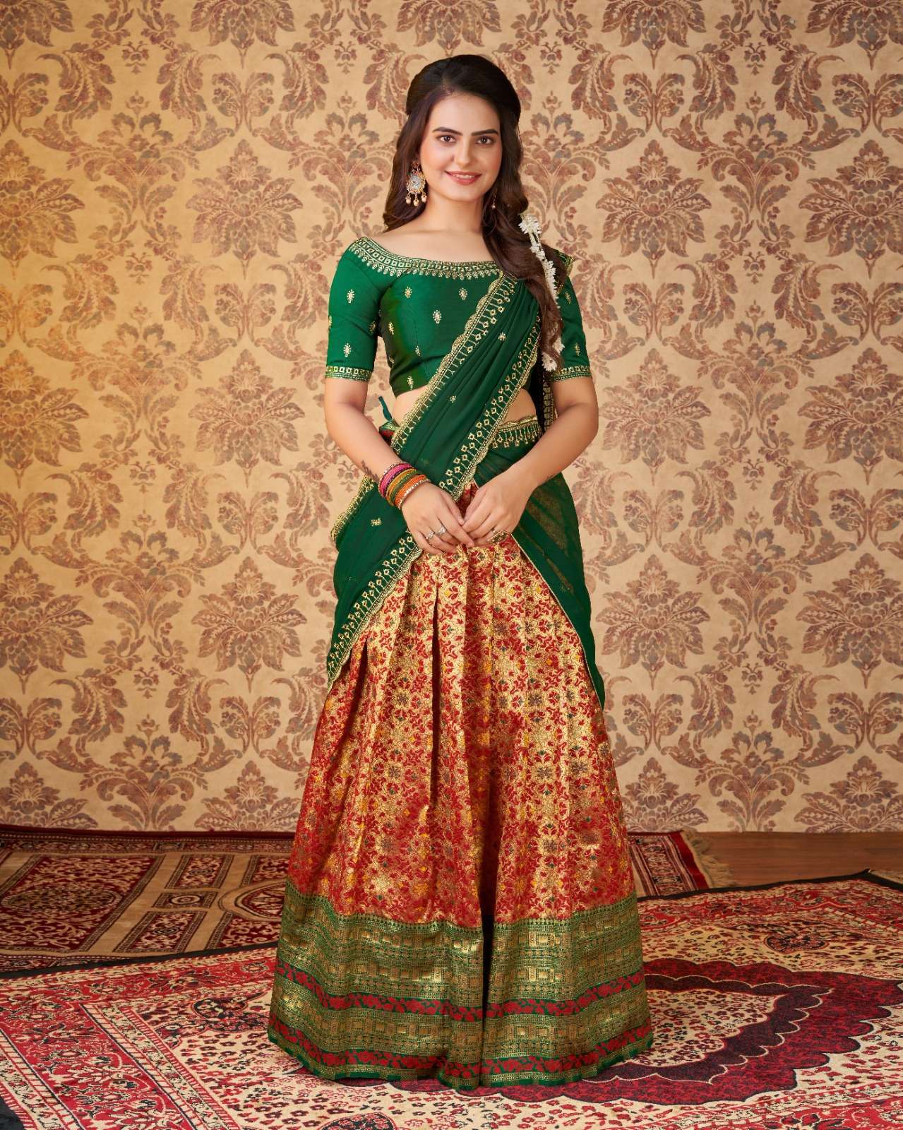 Wedding Saree Special - The Prettiest Kanjivaram Sarees In Amazing Colours  & Styles Real Brides Wore ! - Witty Vows | Half saree lehenga, Half saree,  South indian wedding saree