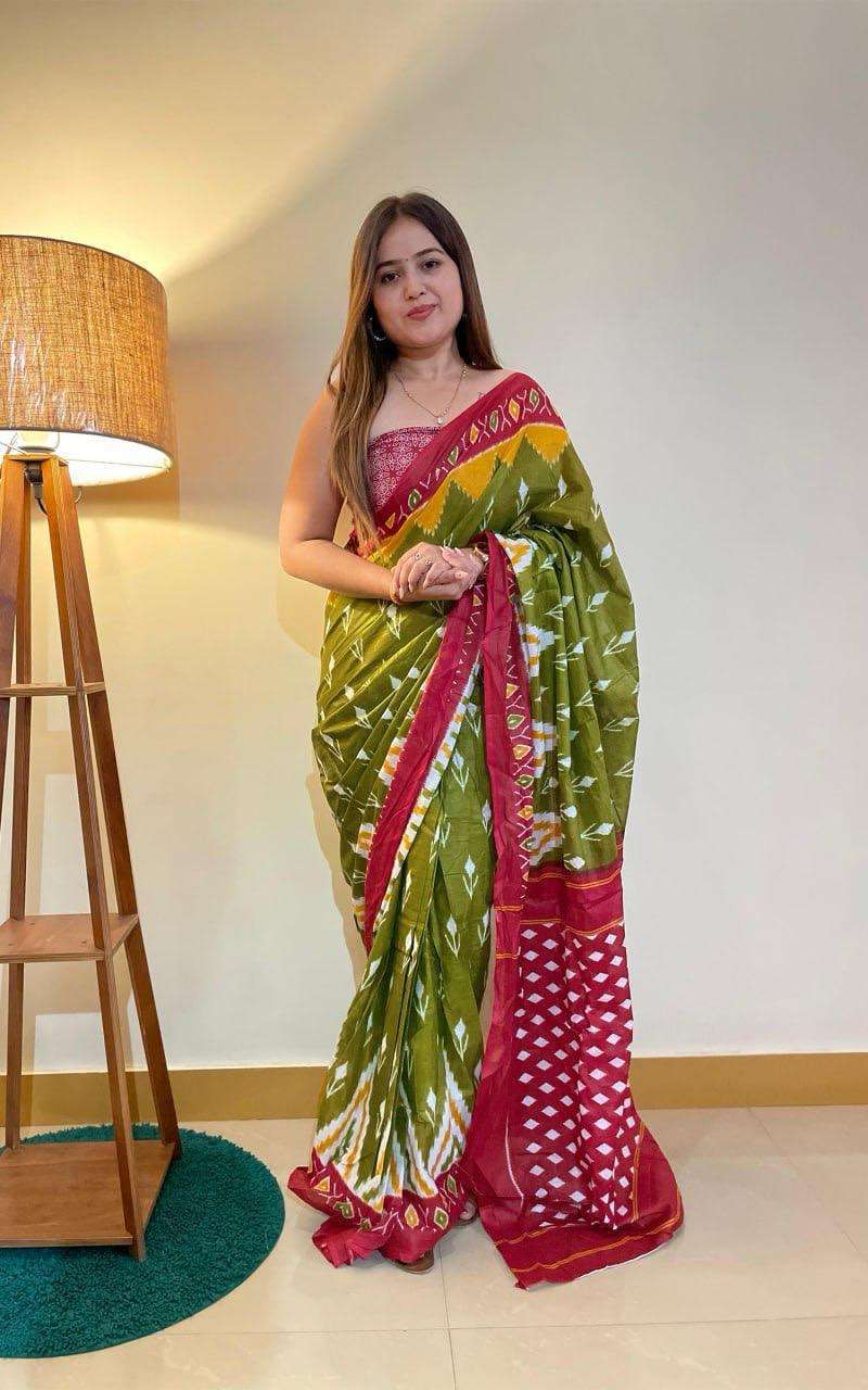 Buy Grey Kota Cotton Hand Block Printed Saree With Unstitched Blouse Piece  For Women by Geroo Jaipur Online at Aza Fashions.