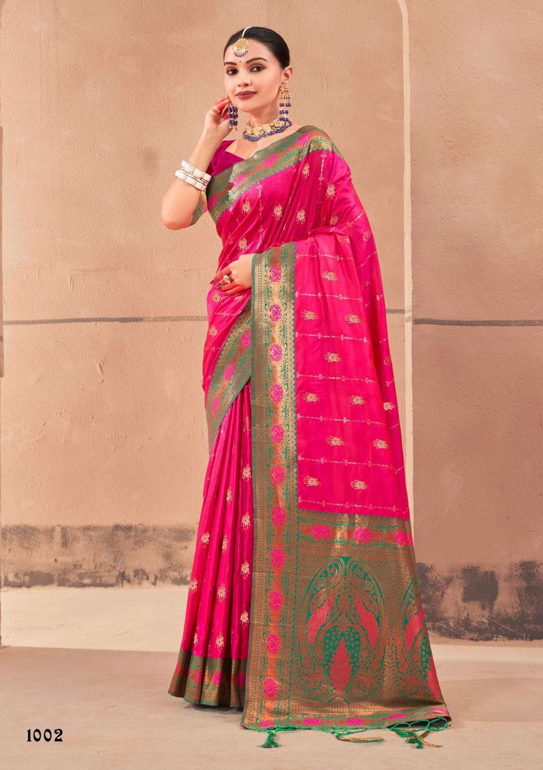 ROOP RANI Orange Cotton Golden Pattern Saree, With Blouse, 6.3 m at best  price in Surat