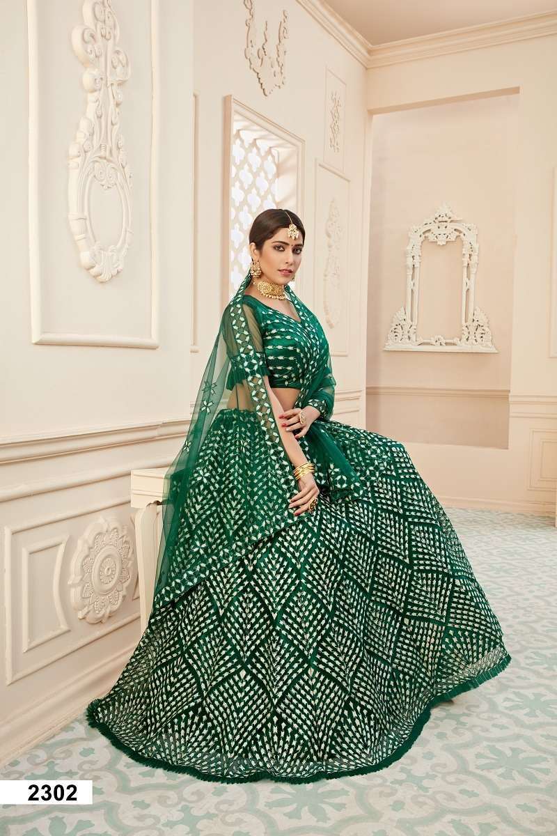 Buy Green Cotton Net Printed Floral Embroidered Blouse Bridal Lehenga Set  For Women by Priyanka Singh Online at Aza Fashions.