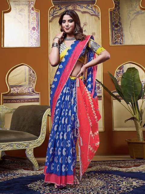 Party Wear Multicolor Bagru Hand Block Printed Cotton Mulmul Saree, With  Blouse, 5.5 m at Rs 549/piece in Jaipur