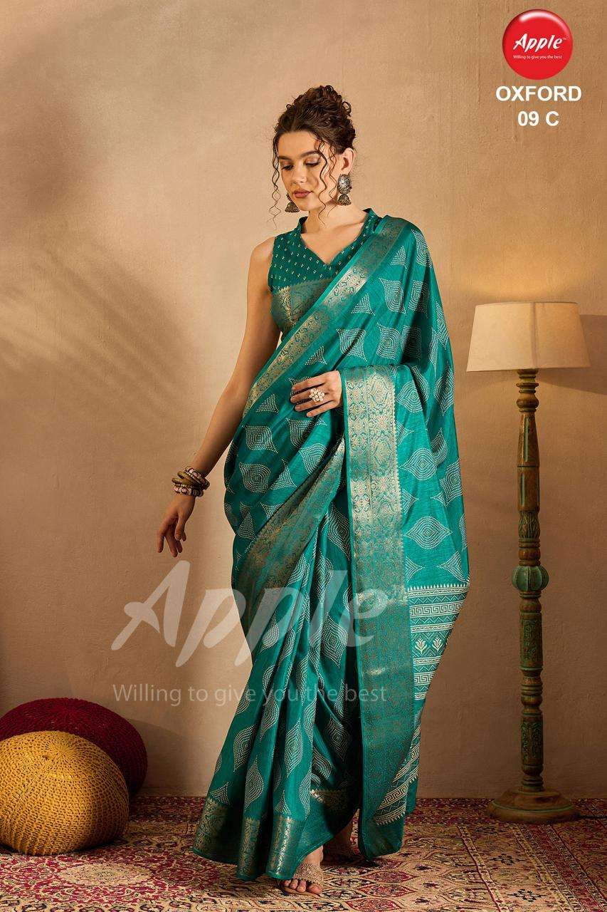 Apple Oxford 09 Silk Blend Printed Saree wholesale market