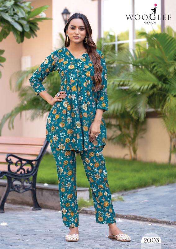 Wooglee Devyani Co Ord Set Long Kurtis wholesaler in surat