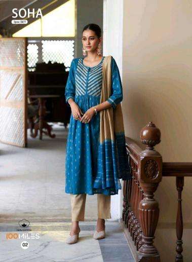 100 Miles Soha Designer Kurtis wholesale