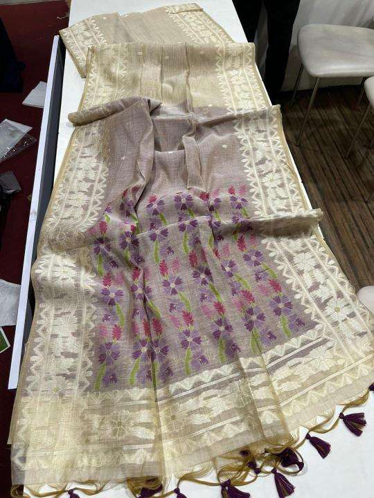 Kapda Thread Dazira Premium soft muga Cotton saree fall wholesale in ahmedabad