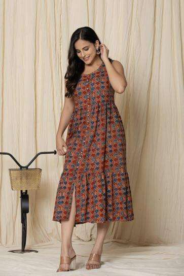 Sabella Cotton Sleeveless Ruffle Maxi Western Dress bangalore with price