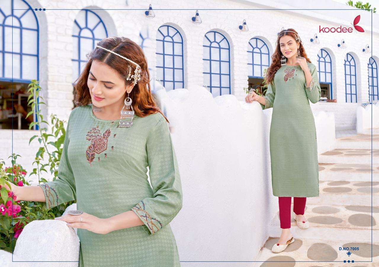 	 Koodee Raas-1 Reyon designer  Kurti Wholesale 