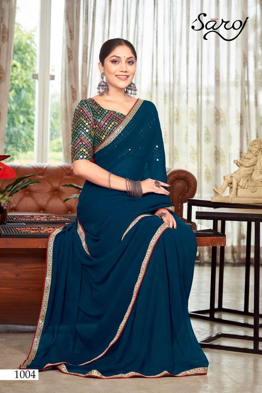 Black Designer Georgette Saree | Sareeme