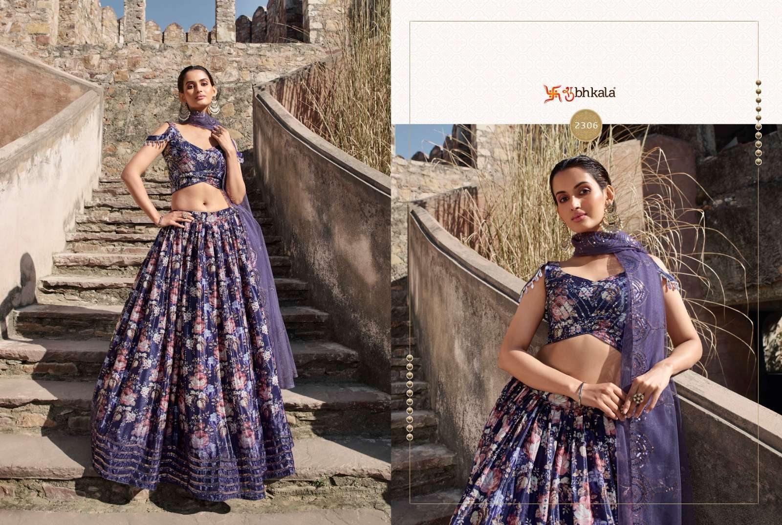 Floral Printed Designer Party Wear Semi Stitched Lehenga Choli With Du –  Cygnus Fashion