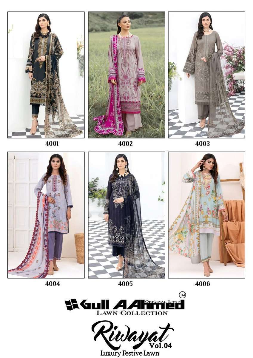 Gull A Ahmed Riwayat Vol 4 Lawn Cotton Pakisthani Suit INDIA