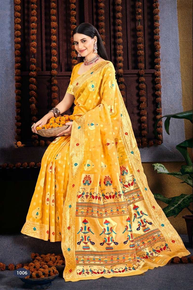 seymore Print Glamrous Yellow Fancy Border Printed Saree - (Karuna3-3766)  in Sangli at best price by Gokul Sarees - Justdial