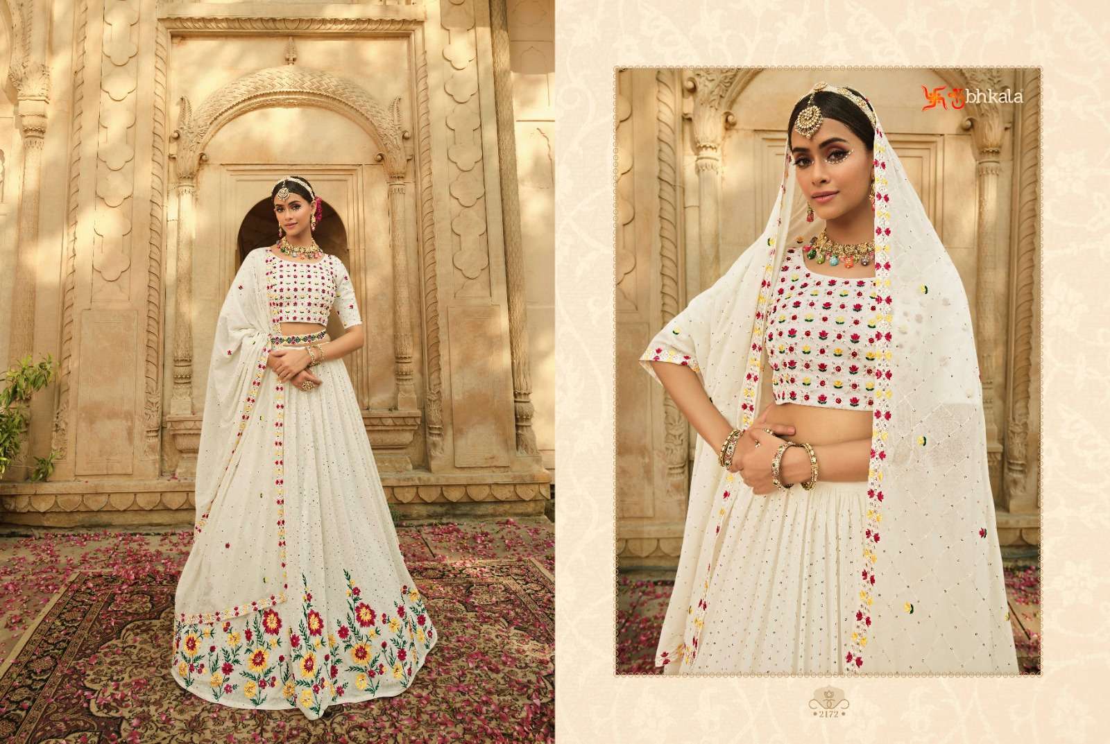 New Exclusive Embroidered Bridal Lehenga Choli Beige And Maroon Color DN  1966