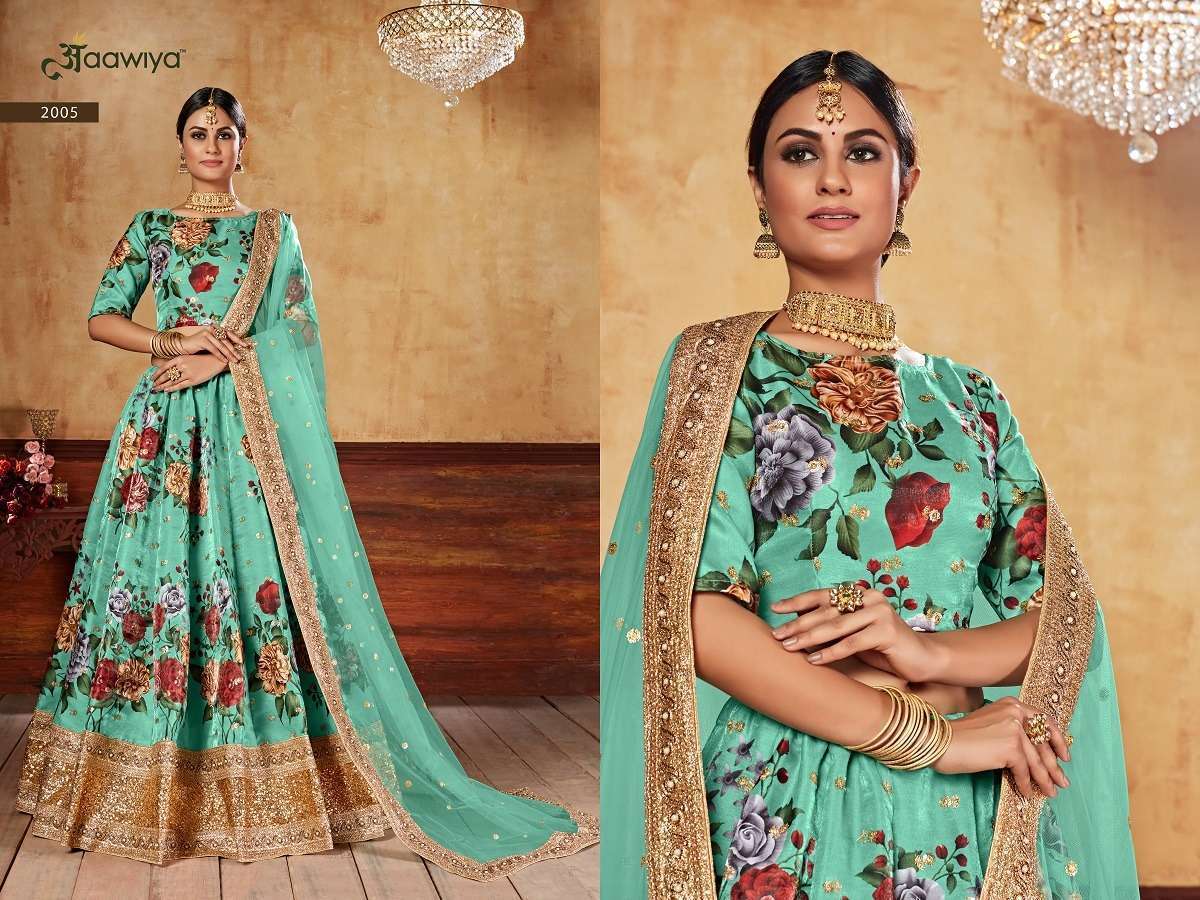 Lishvaa Vol-1 Green Wedding Season Special Flower Printed Lehnaga Choli Wholesale Manufacture in surat