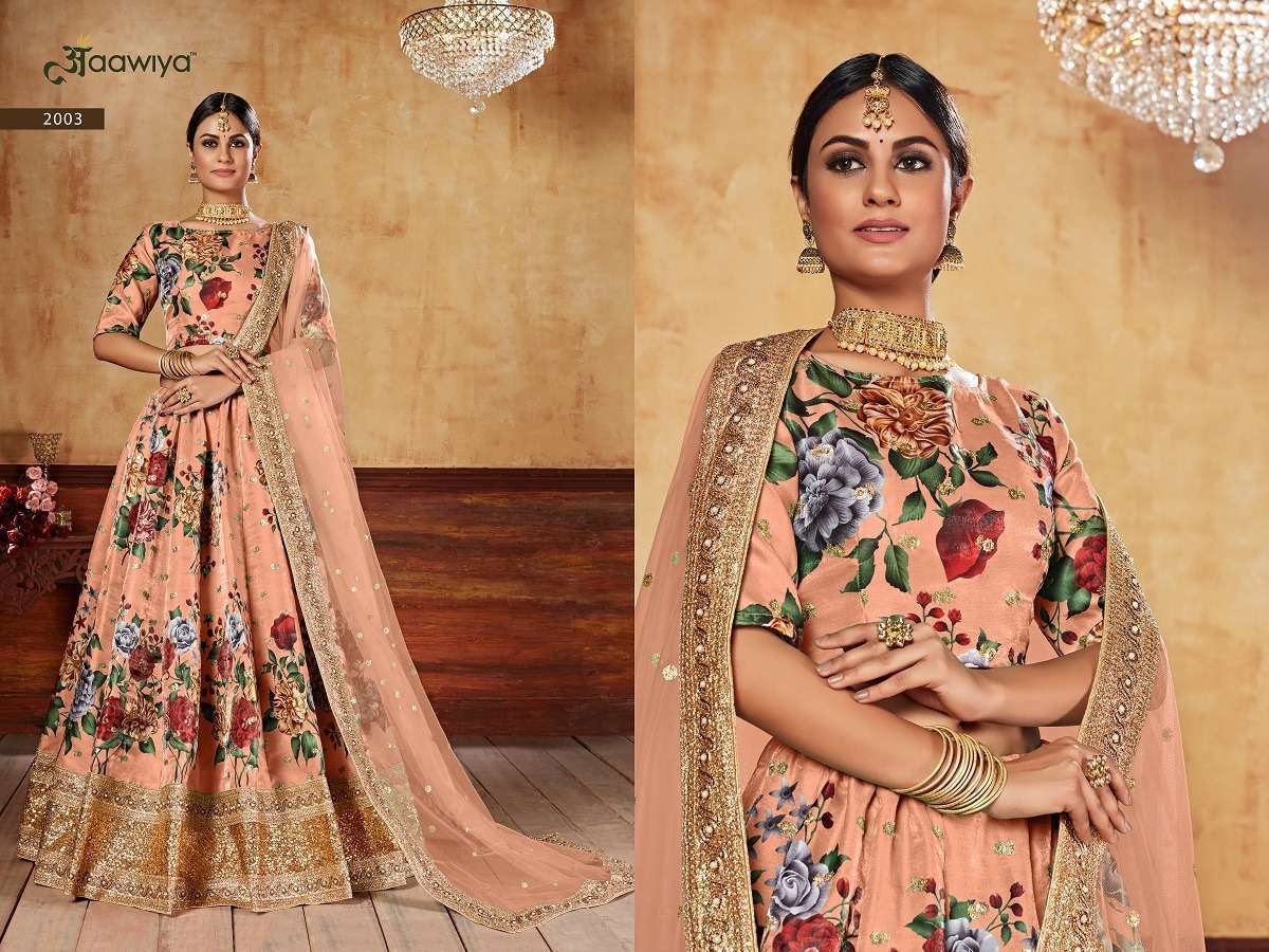 Lishvaa Vol-1 Orange Wedding Season Special Flower Printed Lehnaga Choli Wholesale collection in india