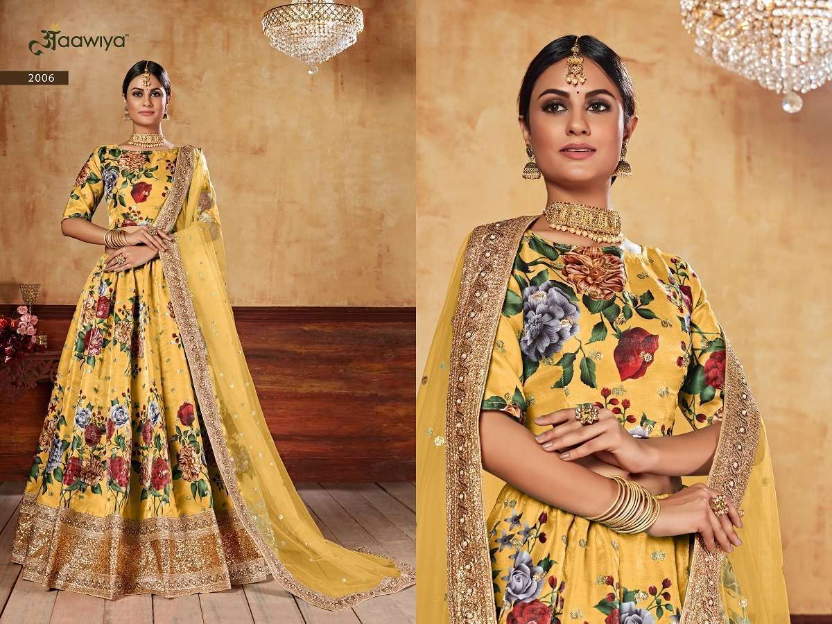 Lishvaa Vol-1 Yellow Wedding Season Special Flower Printed Wholesale manufacture in india