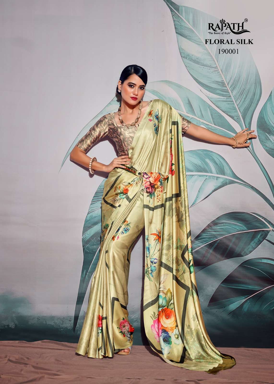 Aqua Green Designer Floral Silk Saree with Matching Blouse | The Silk Trend