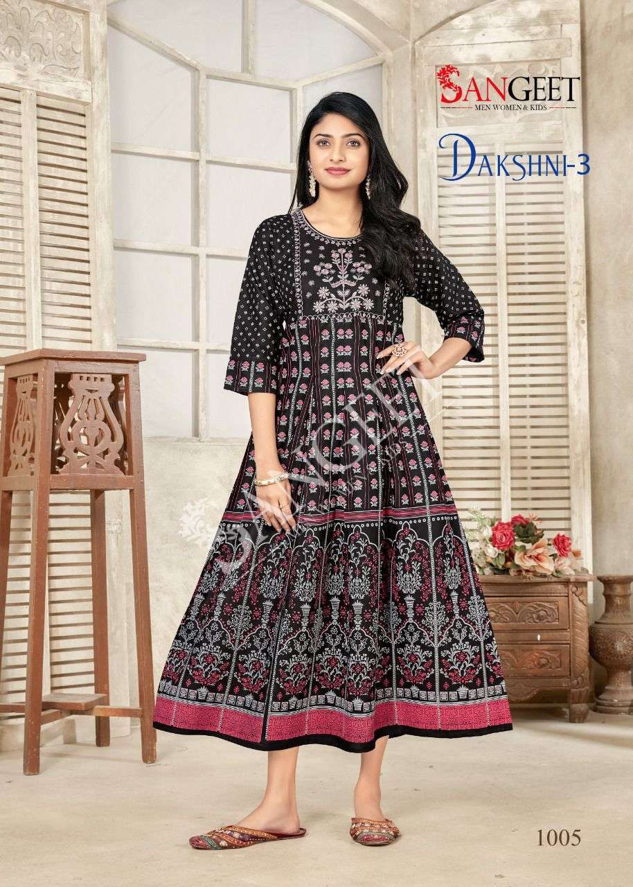 Sangeet Presents Dakshni 3 Cotton Anarkali Kurti Wholesale