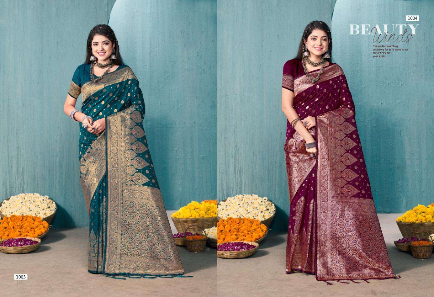 Designer Banarasi Silk Saree Blue Colour.