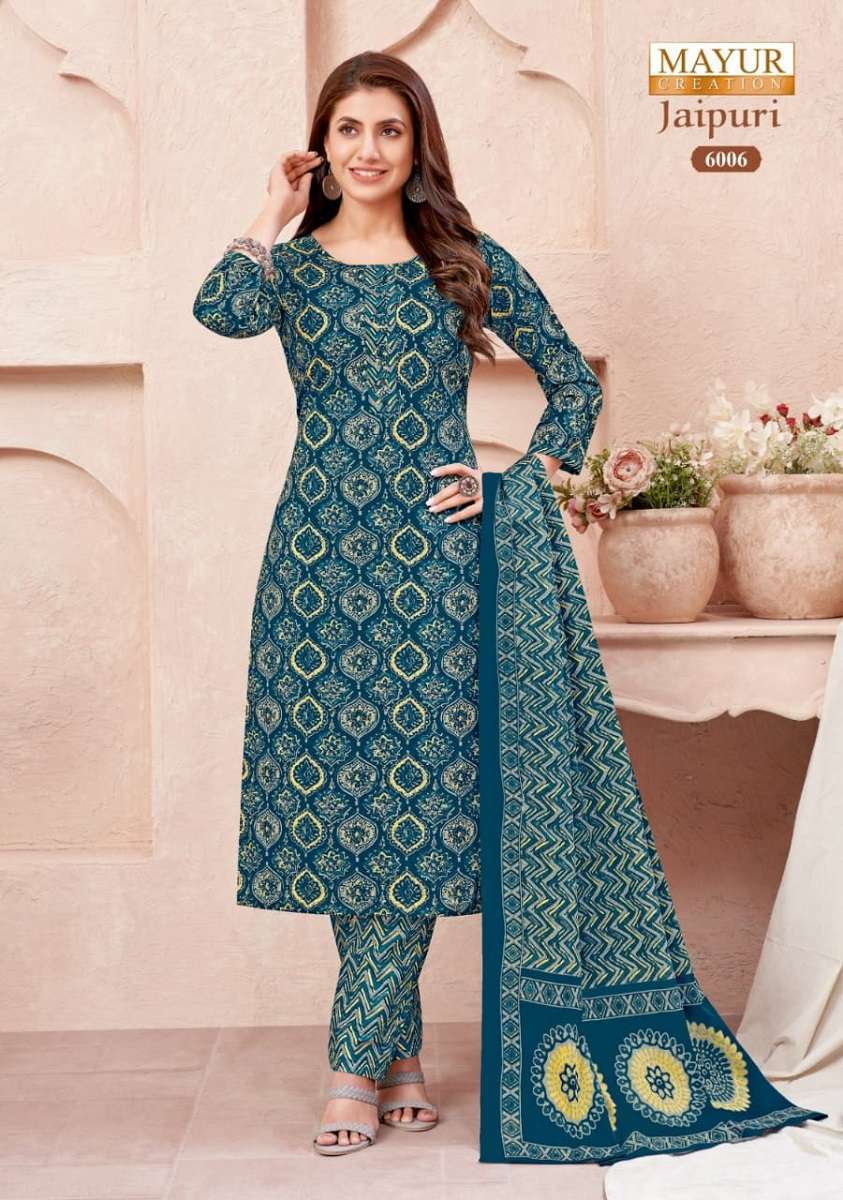 Jaipuri Unstitched Dress Material Hand Block Printed Pure Cotton Suit –  Jaipur Bazar