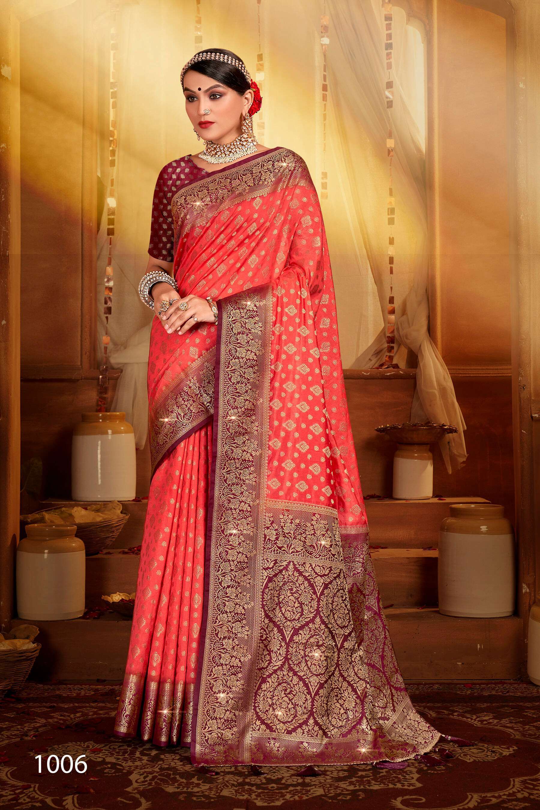 Buy Red Sarees for Women by AARRAH Online | Ajio.com