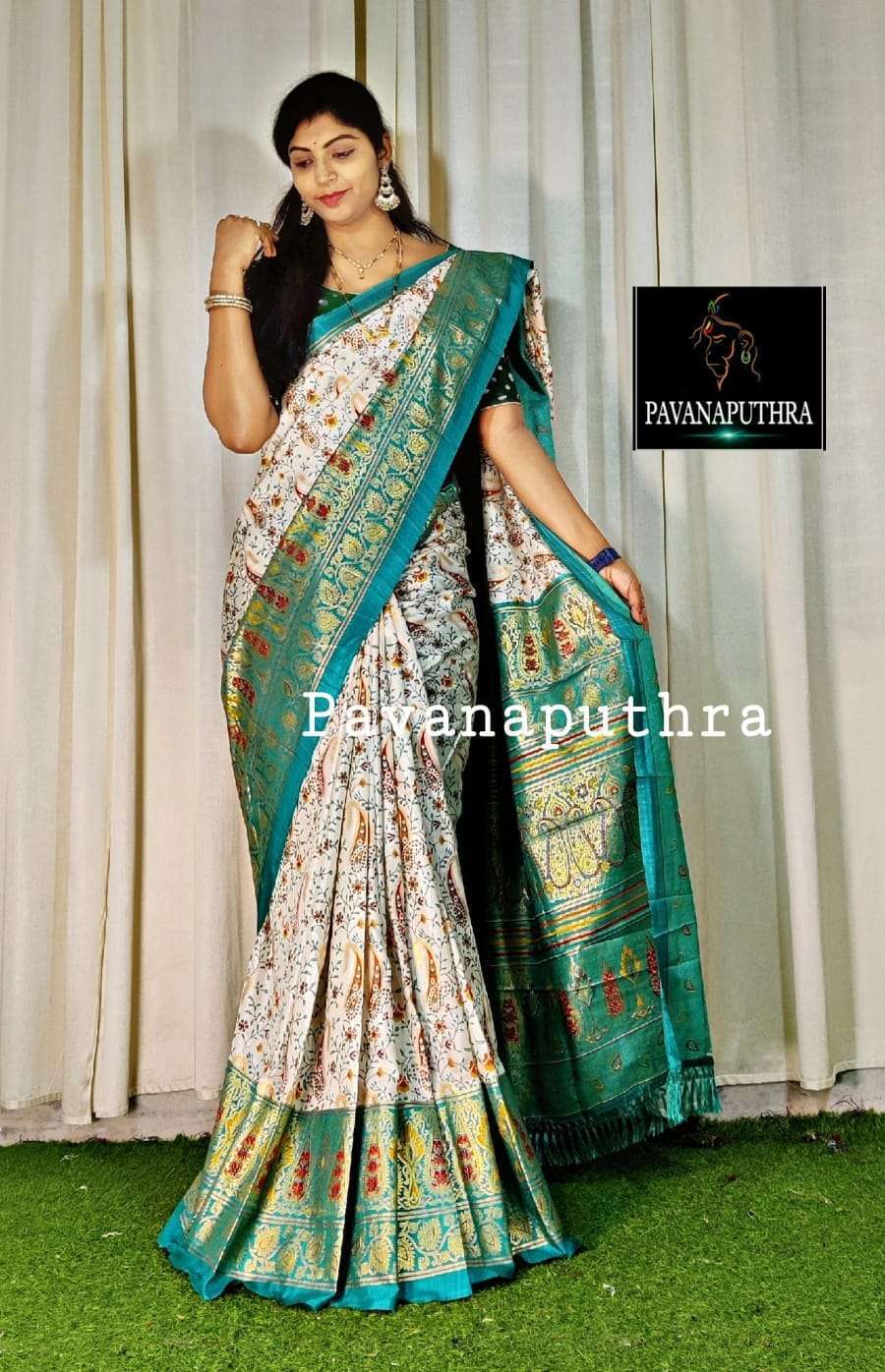 Buy Peach Blue Digital Printed Saree online-Karagiri – Karagiri Global