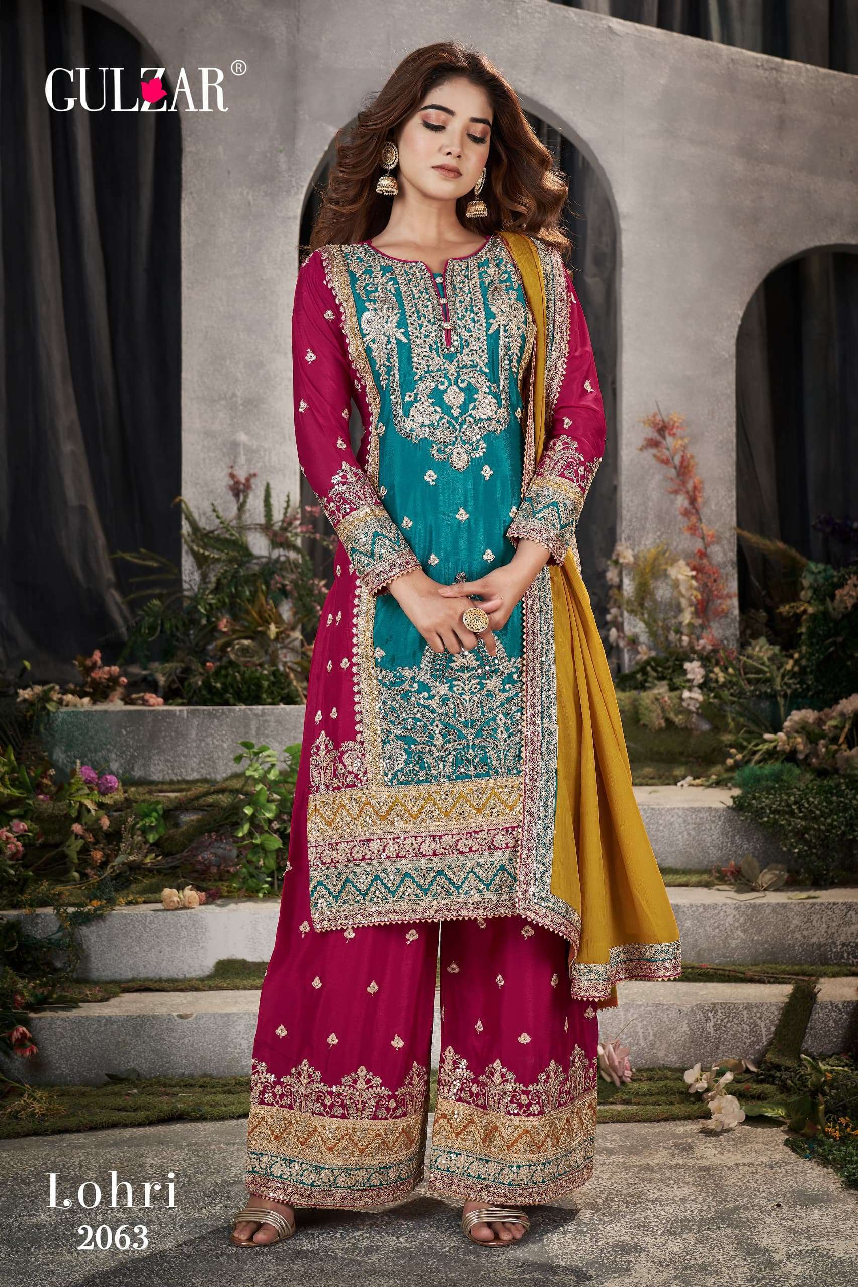 Gulzar Lohir Premium Chinnon Embroidered Salwar Suits manufacturers in Jaipur