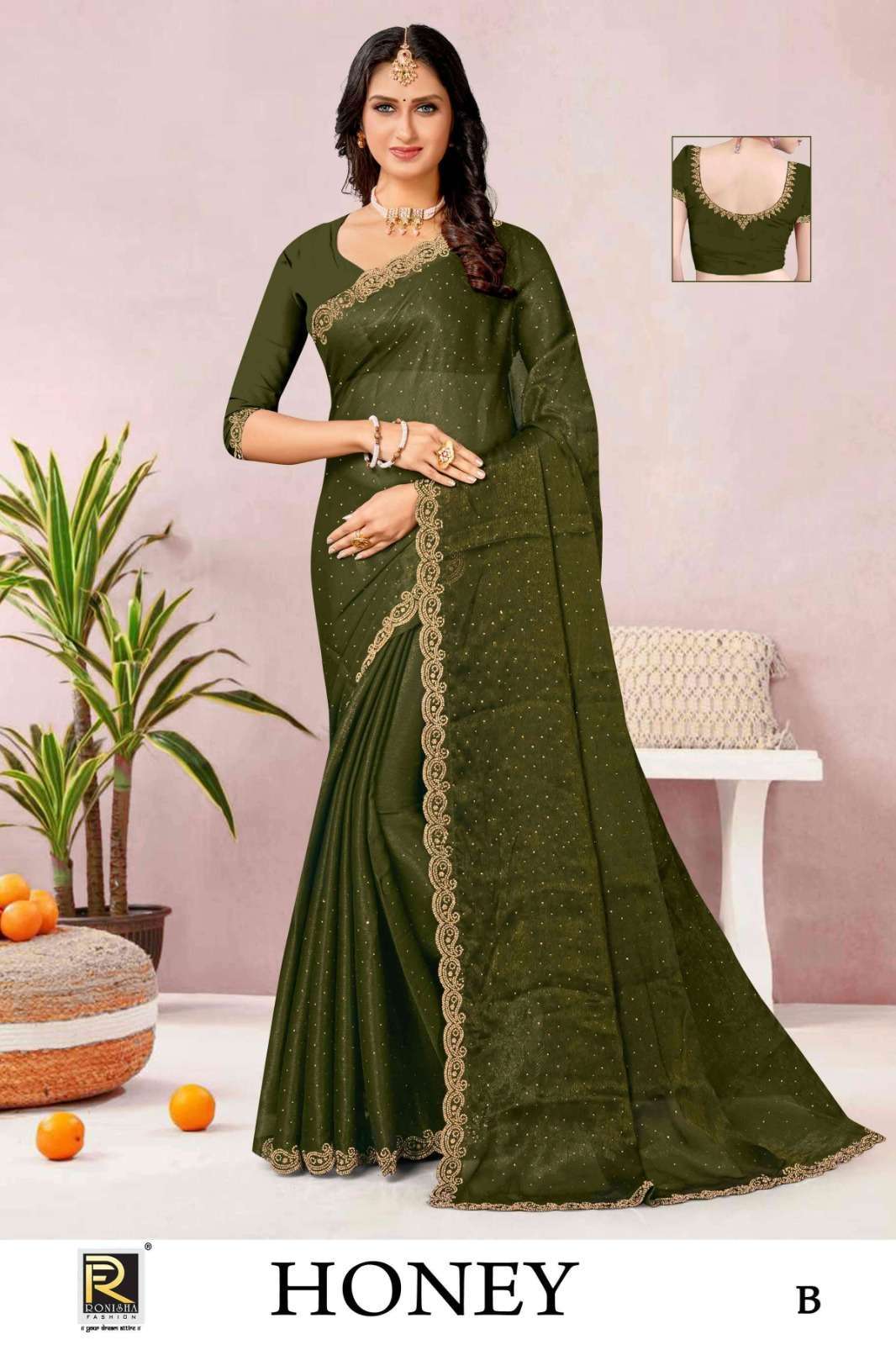 Buy Exclusive Collection Beige Georgette Indian Sarees U Neck Online -  SARV0885 | Andaaz Fashion