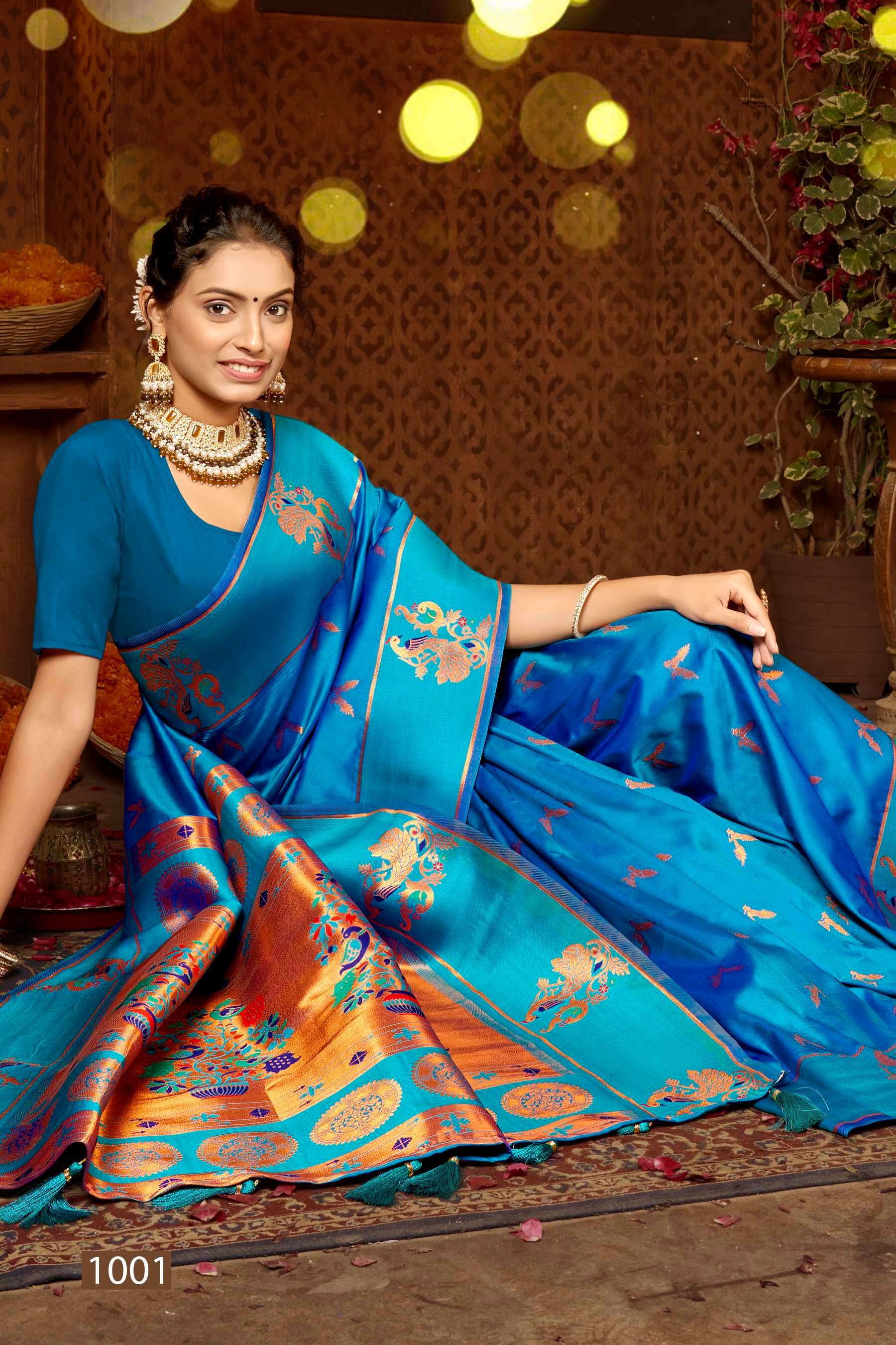 Shop bagru print tussar silk saree in jaipur- Shalvifashion.com –  ShalviFashion