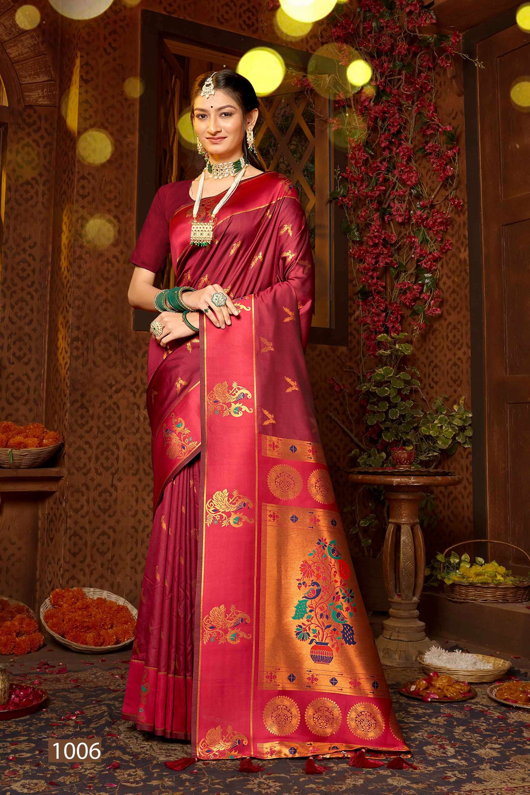 Red Silk Banarasi Bandhani Saree – Geroo Jaipur