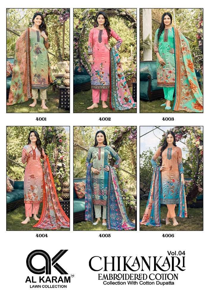 Al Karam Chikankari Embroidery Vol-4 – Dress Material wholesale