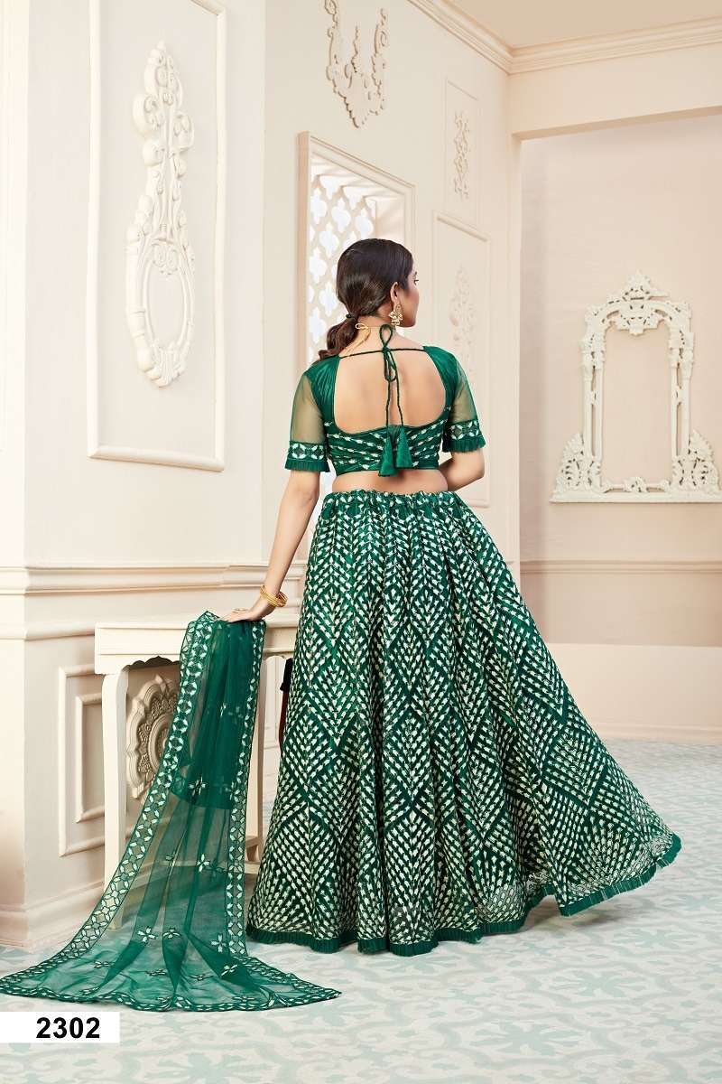 Green Art Silk Bridal Lehenga Set with Thread, Zari & Do