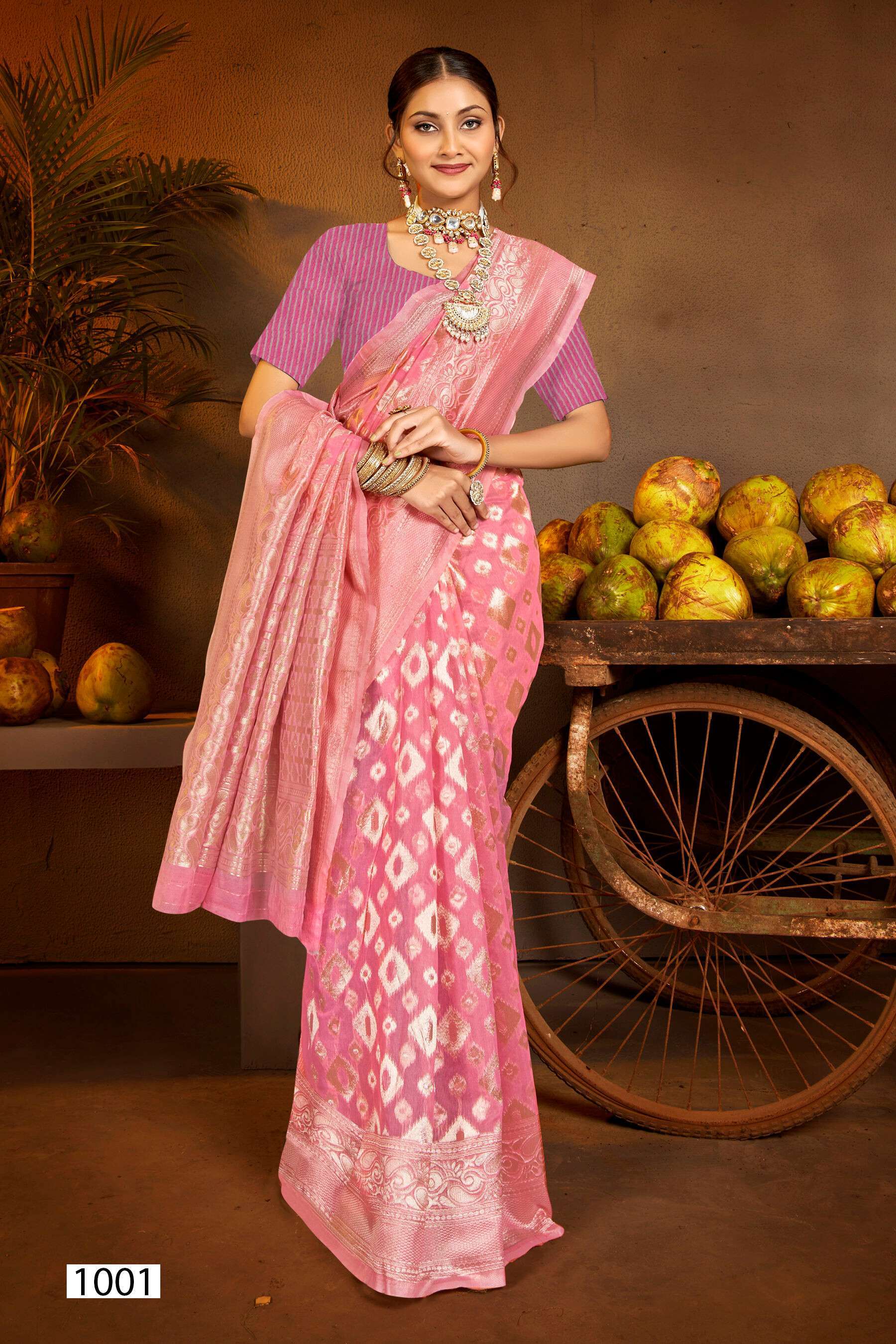 Buy Rich Cotton with contrast satin border Purple at Rs. 800 online from  Surati Fabric cotton sarees : SF-RC-P1