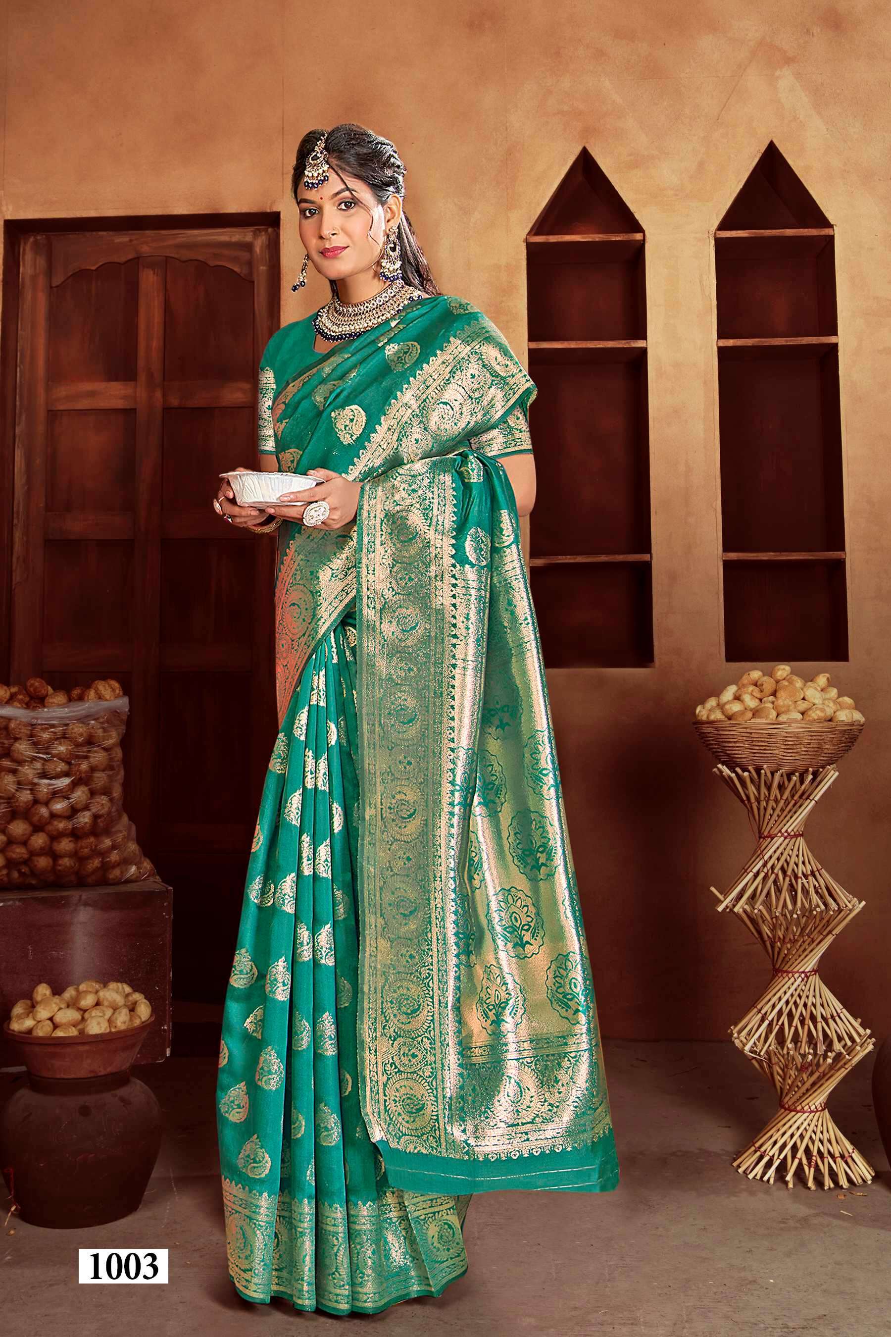 Saroj Uphar Vol - 3 Nylon jacquard silk saree with swarovski work Saree  Wholesale Suppliers India