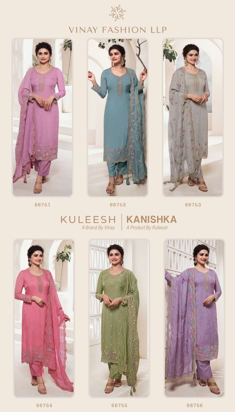 Vinay Kuleesh Kanishka Organza Embroidery Pakistani Salwar suit wholesalers in Surat