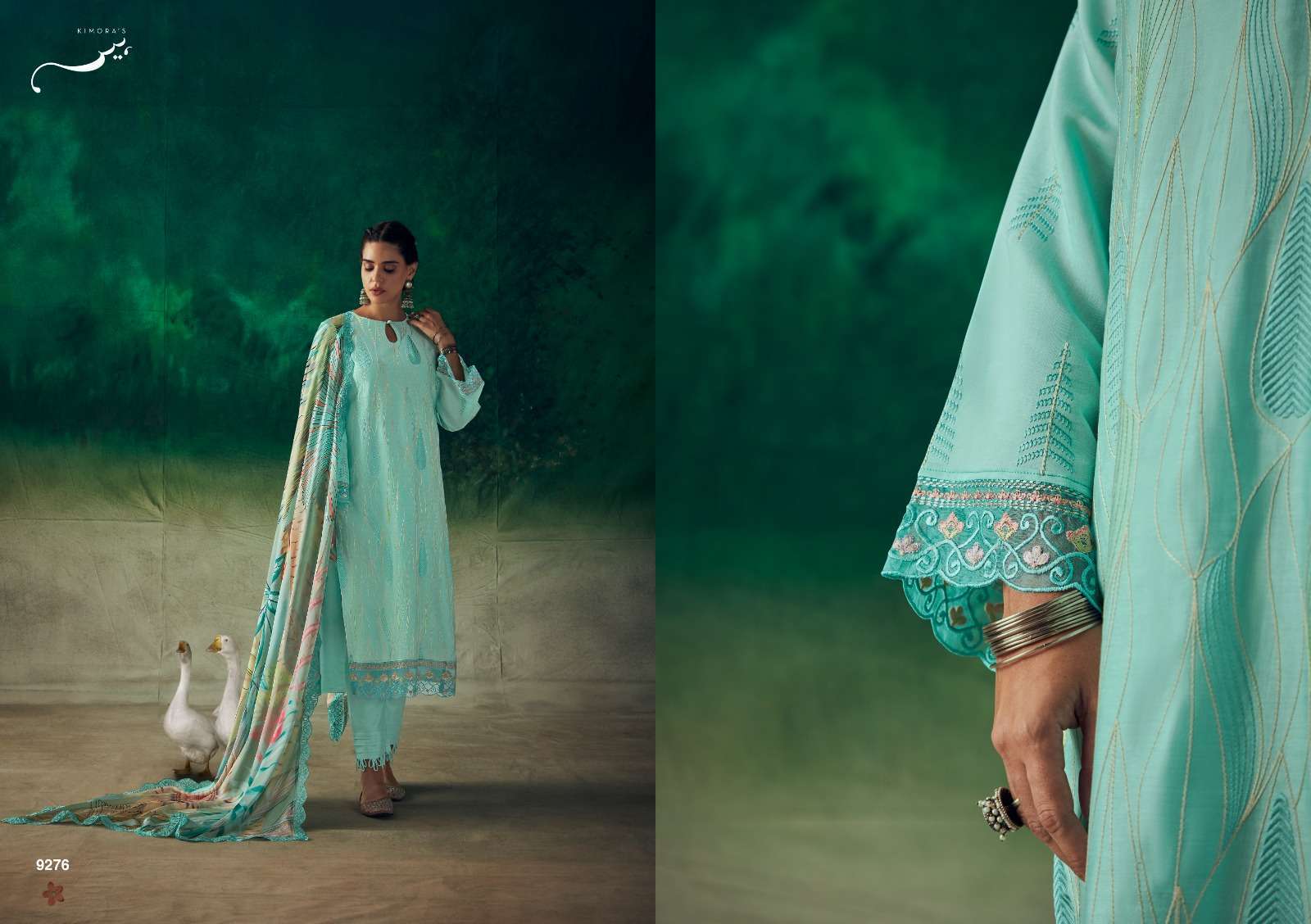 Kimora Heer Tareef Muslin Embroidery Embroidered salwar kameez wholesale in Hyderabad