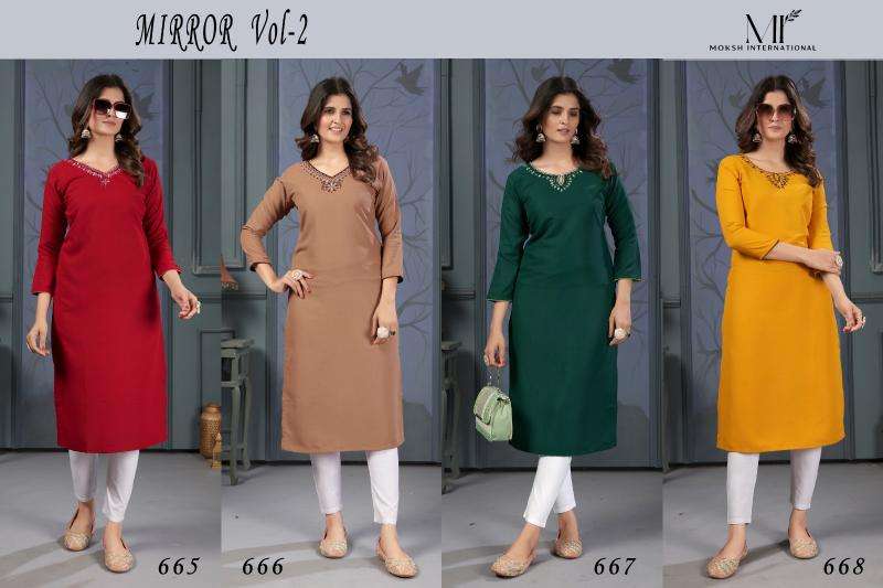 Moksh International Mirror Vol-2 Mumbai designer Kurti wholesalers