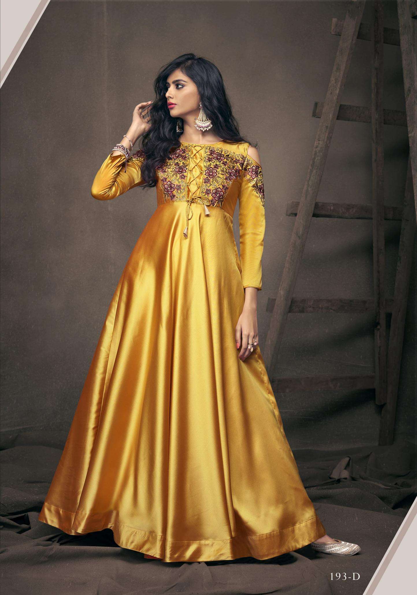 Vardan Designer Navya Vol-10 Gold  Gown Kurti Wholesale distributors in Allahabad