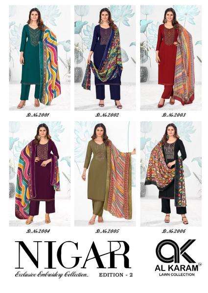 Al Karam Nigar Vol 2 Embroidered dress materials wholesale