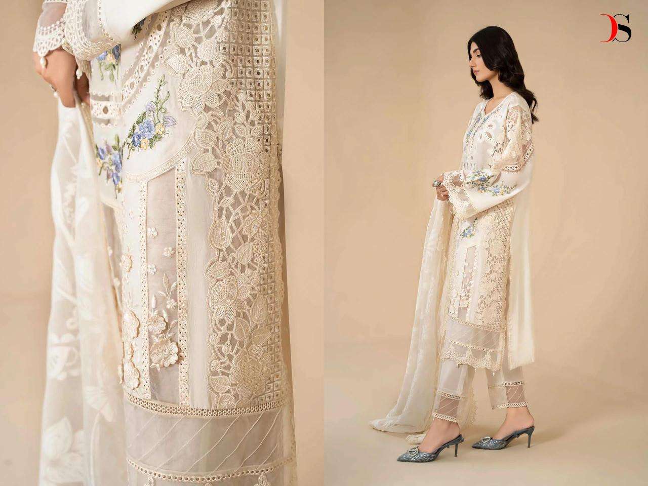 Deepsy Maria B Festive Collection 24 Chiffon Dupatta Surat Embroidered Salwar Kameez