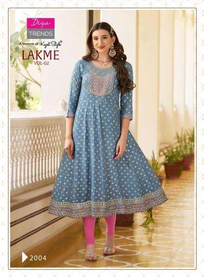 Diya Trends Lakme Vol 2 Rayon Fancy Kurti wholesale price list