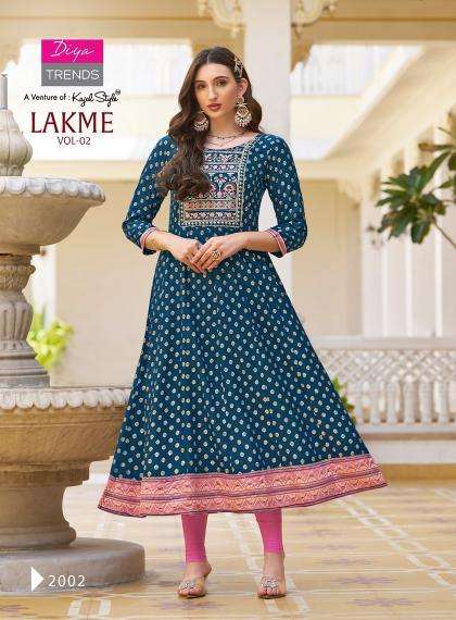 Diya Trends Lakme Vol 2 Rayon Fancy Kurti wholesale price list