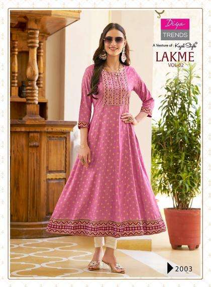 Diya Trends Lakme Vol 2 Rayon Fancy Kurti wholesale price list