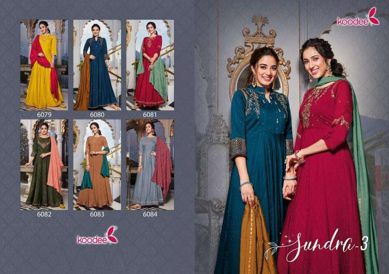 Koodee Sundra 3 Viscose Long Gown With Dupatta Georgette Kurti wholesale market