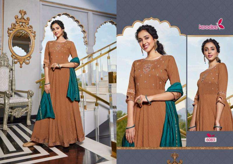 Koodee Sundra 3 Viscose Long Gown With Dupatta Georgette Kurti wholesale market