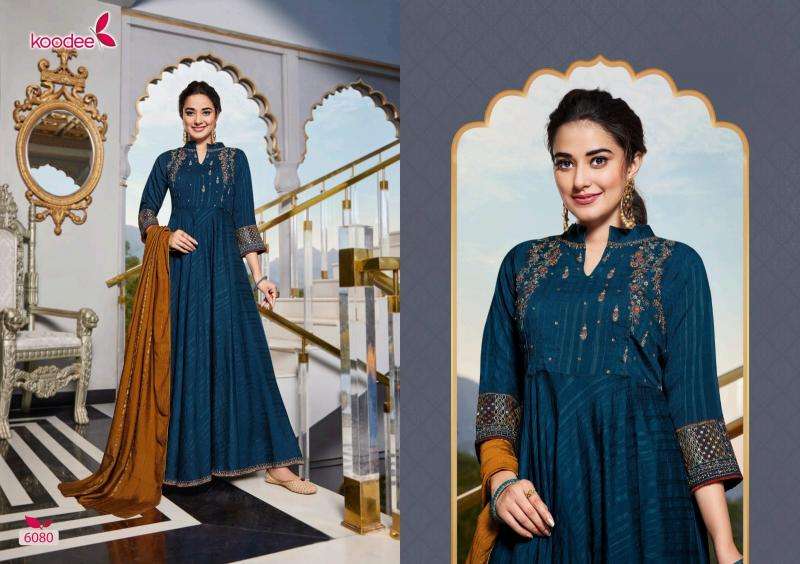 Koodee Sundra 3 Viscose Long Gown With Dupatta Georgette Kurti wholesale market