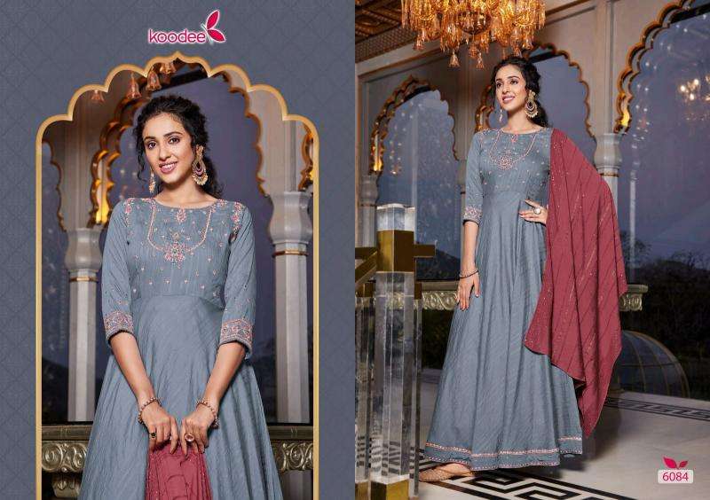 Koodee Sundra 3 Viscose Long Gown With Dupatta Georgette Kurti wholesale market