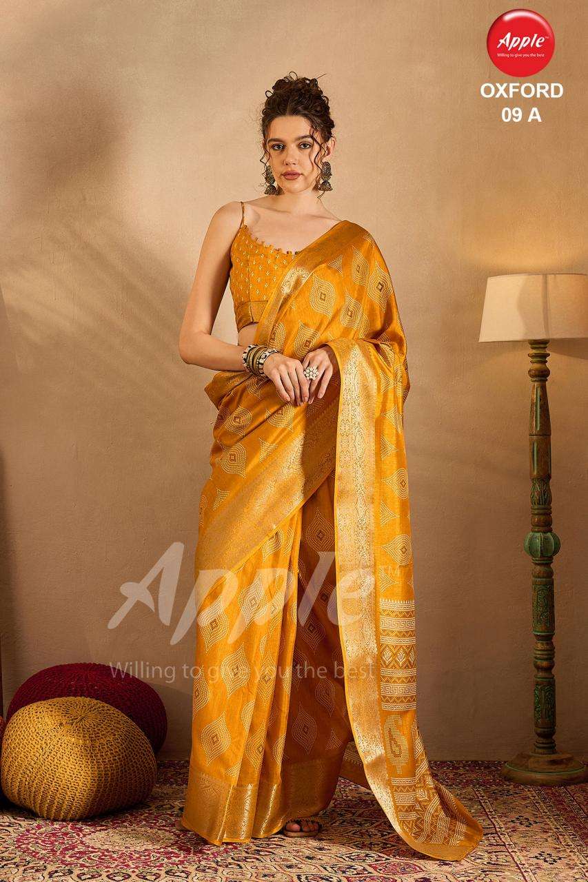 Apple Oxford 09 Silk Blend Printed Saree wholesale market