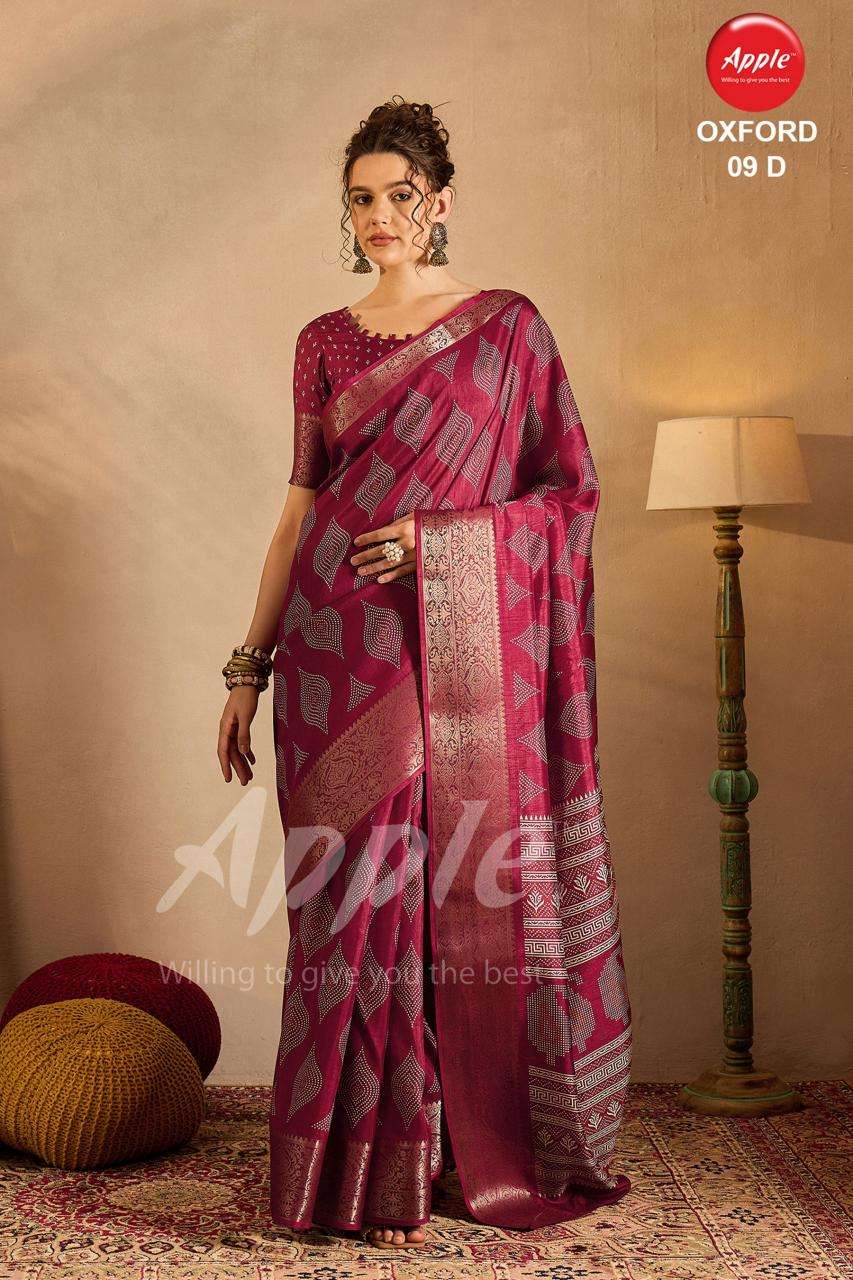 Apple Oxford 09 Silk Blend Printed Saree wholesale market