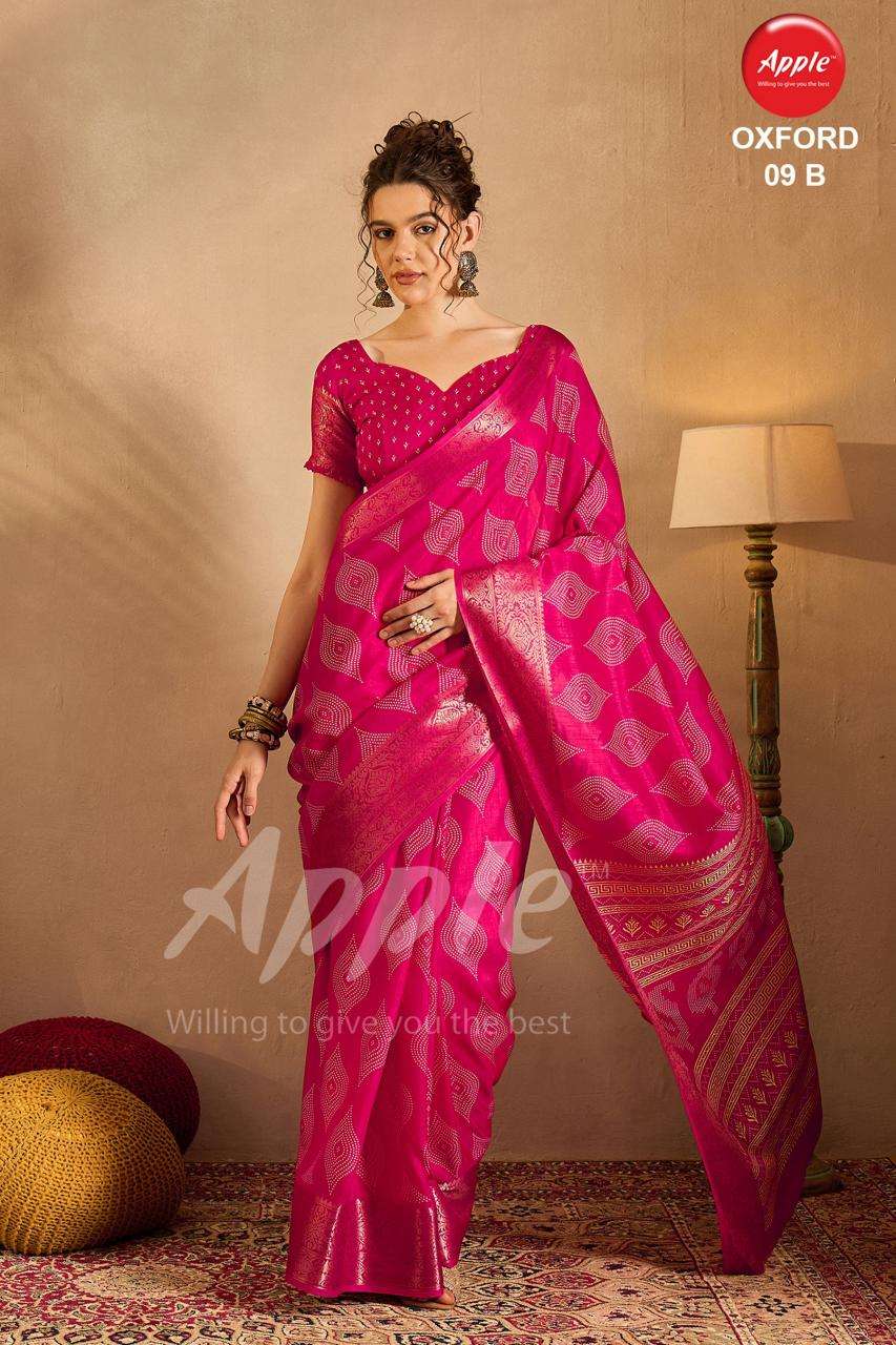 Apple Oxford 09 Silk Blend Printed Saree wholesale market