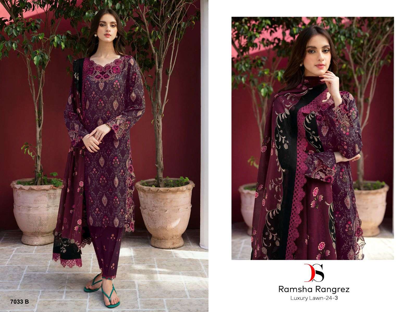 Deepsy Ramsha Rangrez Luxury Lawn 24 Vol 3 Nx Chiffon Dupatta salwar suit market in surat